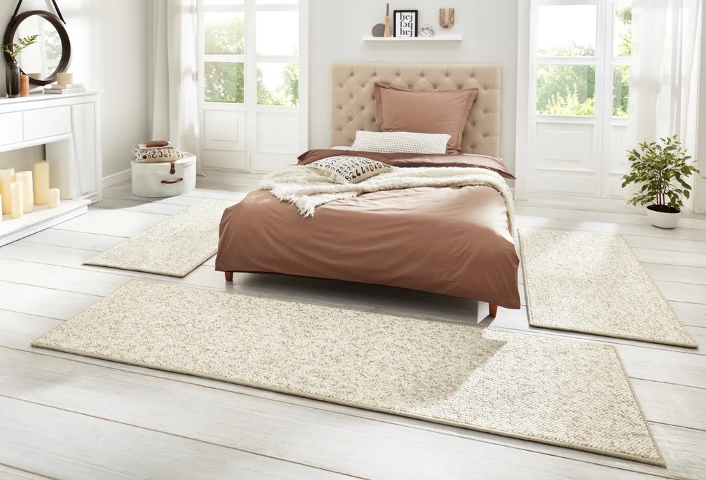 BT Carpet, Spálňová sada Wolly 102843 Creme, 3 diely: 67x140 (2x), 67x250 (1x), biela, spálňa