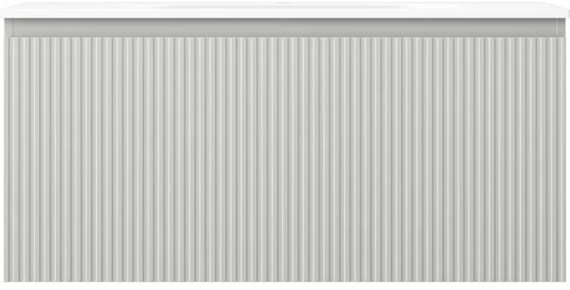 Mexen Rivel, kúpeľňová skrinka 100 cm s umývadlom Vela, 1 zásuvka, drážkovaná, sivá matná/biela, 91A20-10047-1-BF62-W23M01