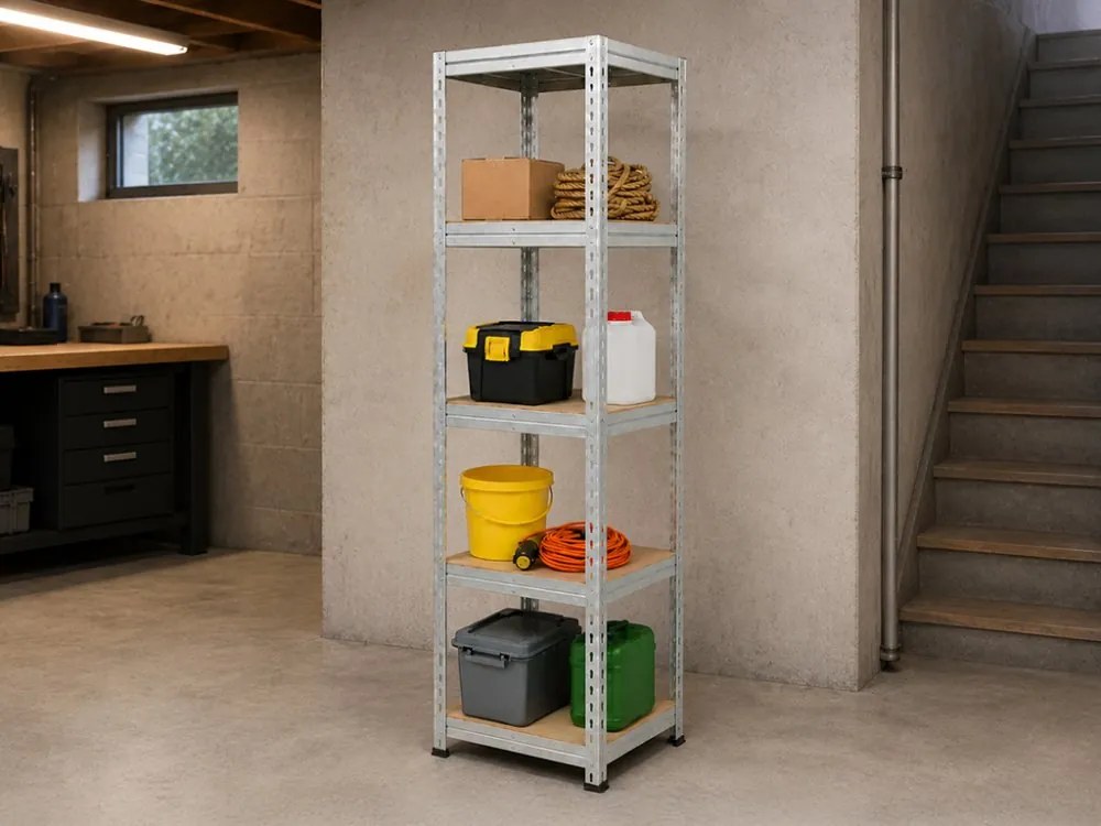 Regál 183x40x40 cm pozinkovaný 5-policový, nosnosť 100 kg, RIVET