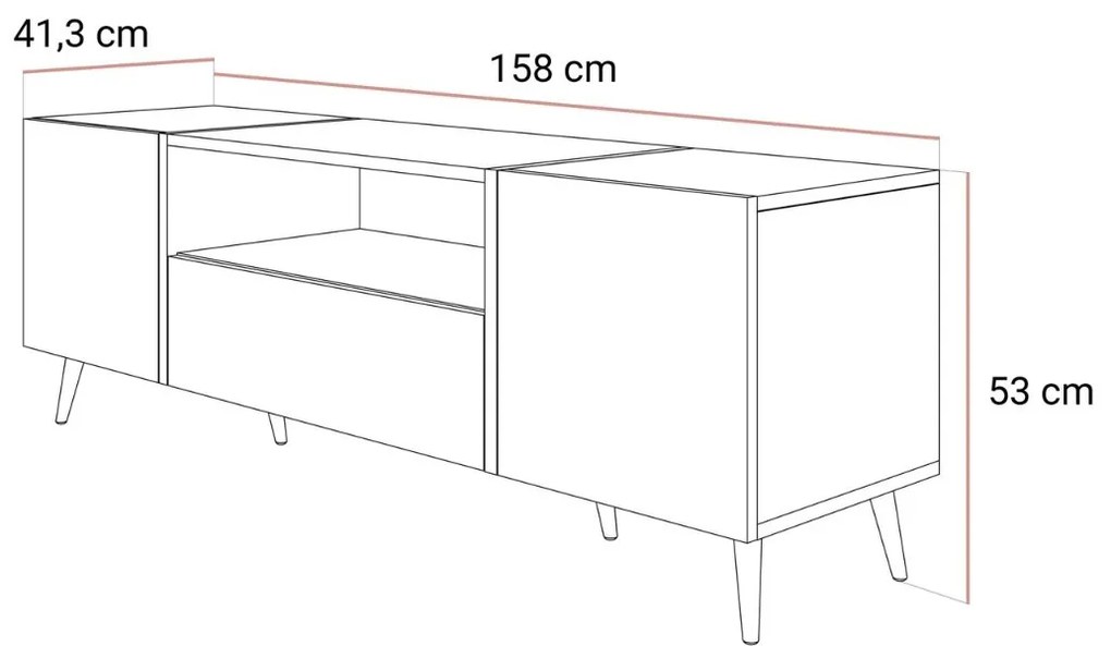 TV STOLÍK SANTINO NA NOŽIČKÁCH KAŠMÍR LESK / ZLATÝ 158 cm