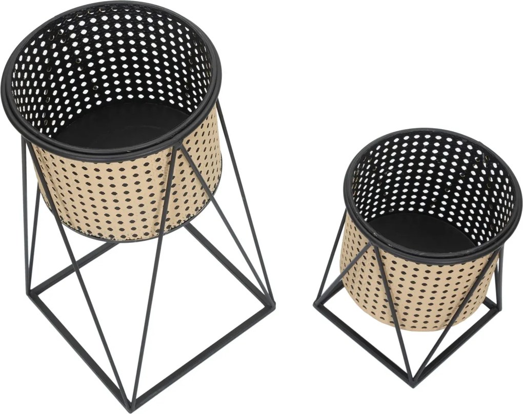 Sada 2 ks stojanů na květiny Osaka béžovo-černá