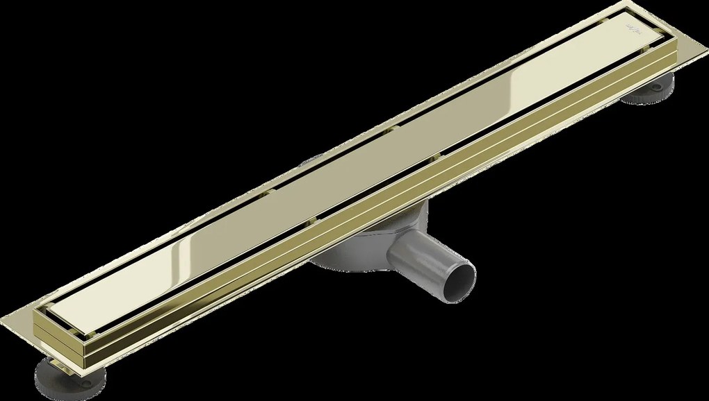 Mexen Flat 360°, nerezový sprchový žľab vzor M13 2v1 na vloženie dlažby 60 cm, zlatá lesklá, 1510060-40