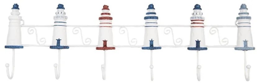 Nástenný vešiak zdobený majákmi Lighthouse Nautic - 54*4*17 cm