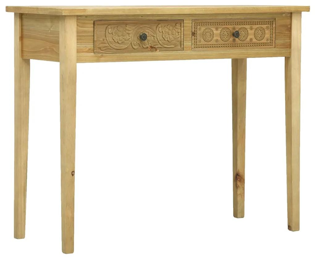 vidaXL Konzolový stolík s 2 zásuvkami hnedý 96x40x78 cm drevený vyrezávaný