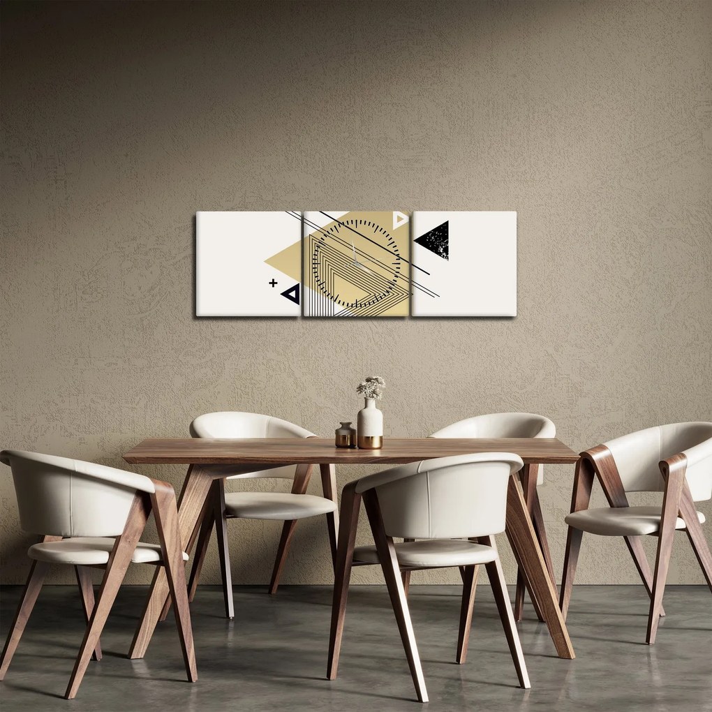 Obraz - Geometrické tvary N⁰4 (s hodinami) (90x30 cm)