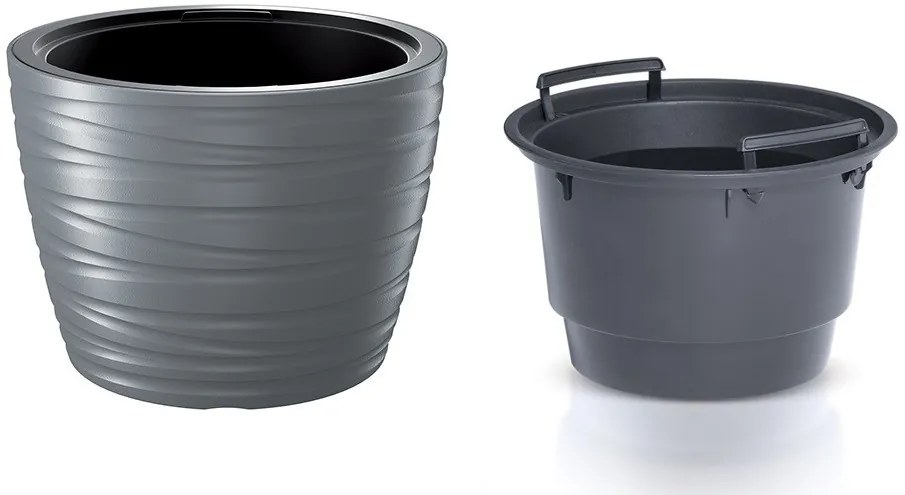 Kvetináč nízky s vložkou MAXE sivý kameň