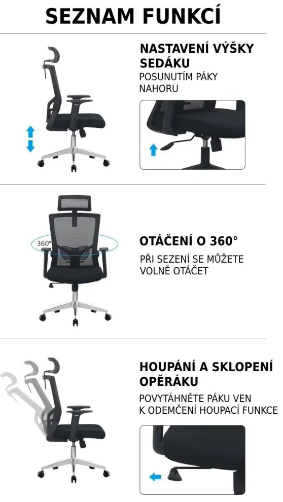 Kancelárska ergonomická stolička Neoseat NOVELO — sieť / látka, čierna, nosnosť 150 kg