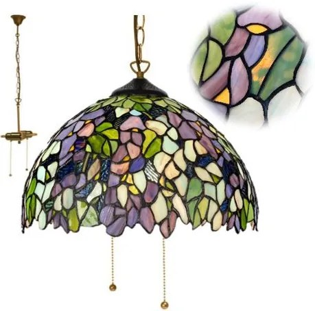 Luster AMAZONIT Tiffany vitráž double chain Ø36 2*E27