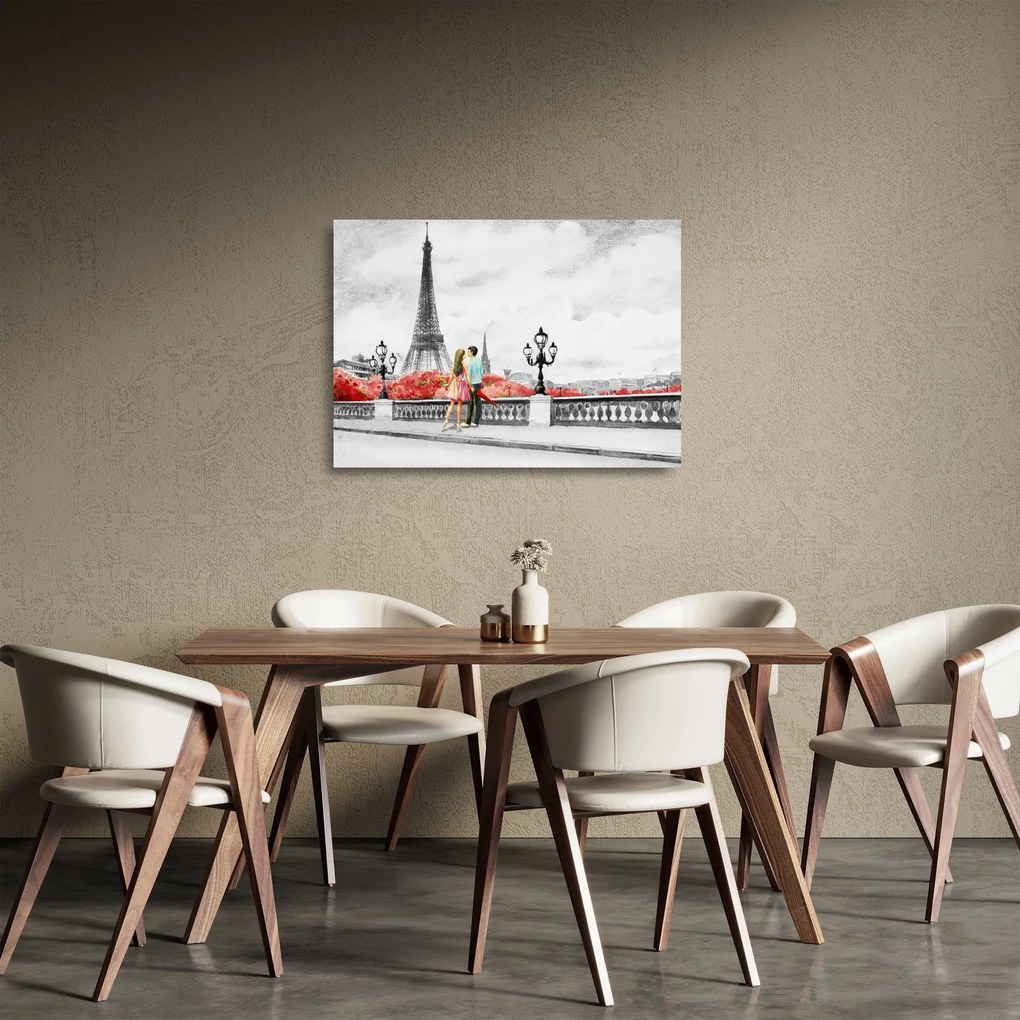 Sklenený obraz - Milenci v Paríži (70x50 cm)
