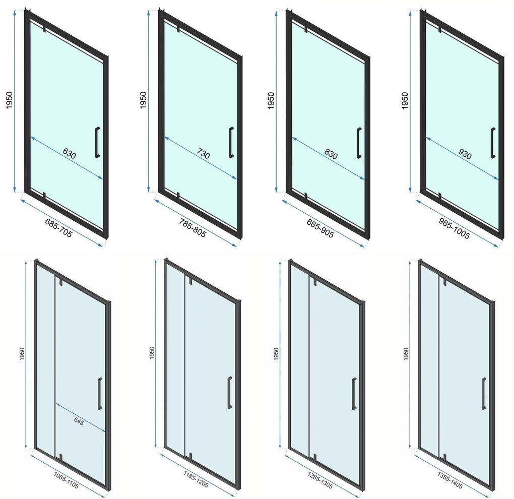 Rea Rapid Swing, rohový sprchovací kút 90 (dvere) x 100 (stena) x 195 cm, 6mm číre sklo, čierny profil, KPL-009927