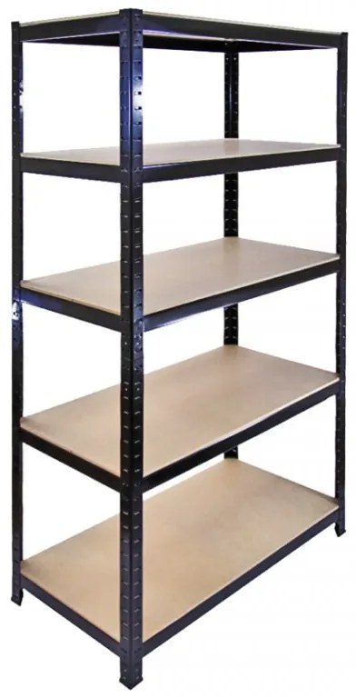 Fistar Regál 1800x1200x600 mm lakovaný 5-policový, nosnosť 875 kg - ČIERNÝ
