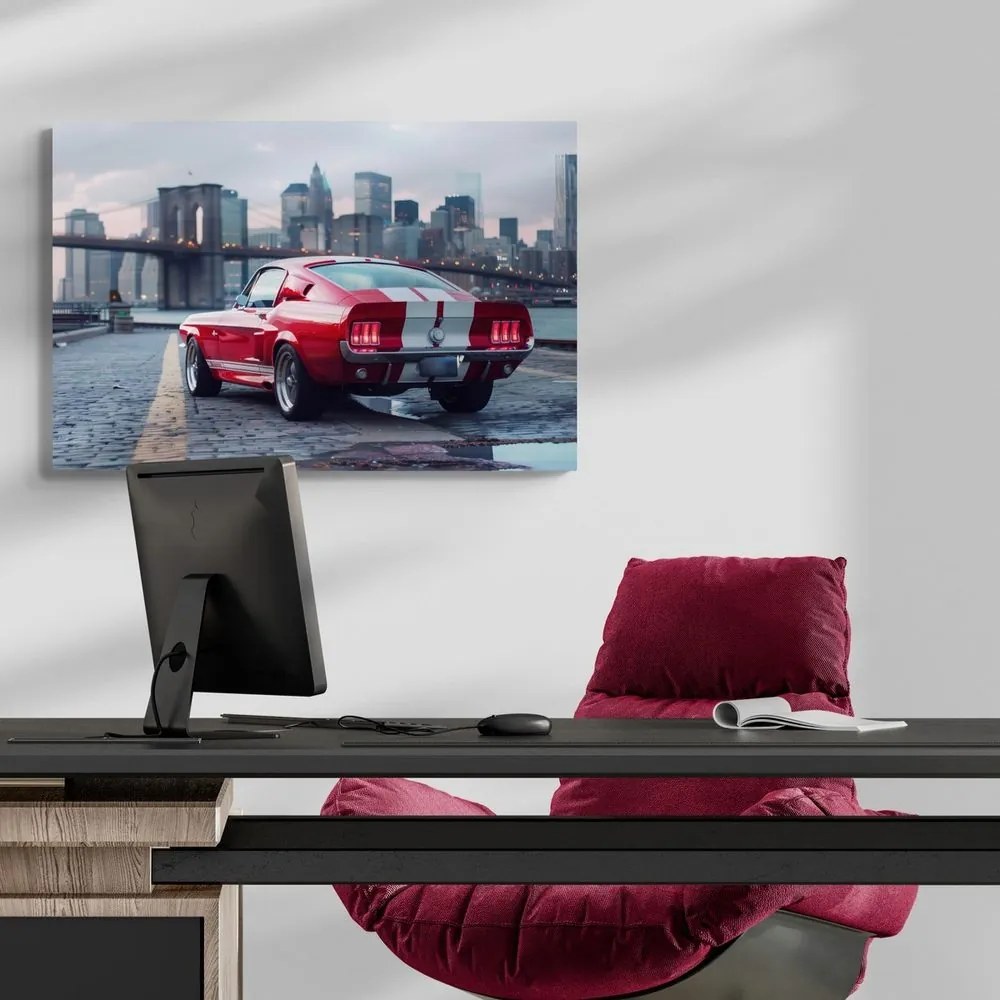 Obraz Mustang s panorámou New Yorku
