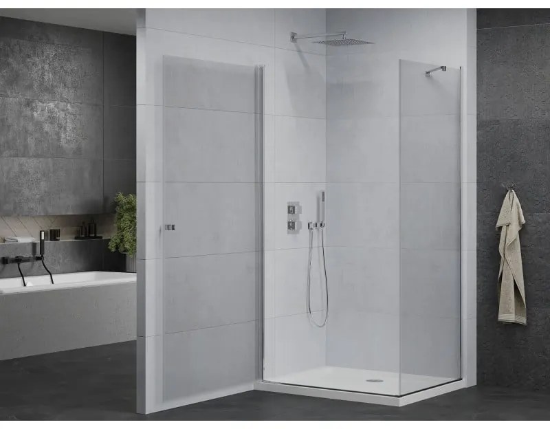 Mexen Pretoria sprchovací kút 70 x 80 cm, priehľadná, chróm + plochá sprchová vanička-852-070-080-01-00-4010