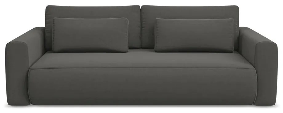 Tmavosivá zamatová rozkladacia/s úložným priestorom pohovka 238 cm Kapua – Makamii