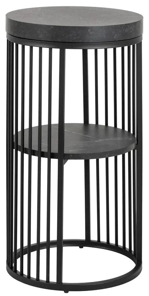Nočný stolík Strington 35 cm čierny mramor