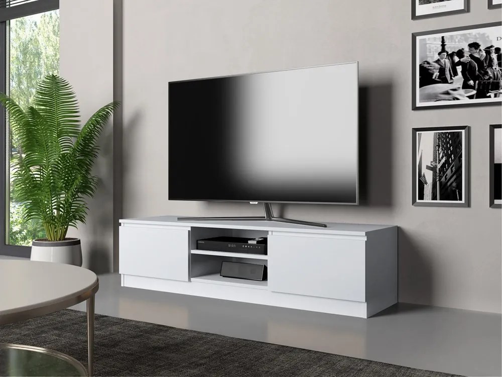 TV skrinka Musecalo 140 (biela matná). Akcia -21%. Vlastná spoľahlivá doprava až k Vám domov. 1132506