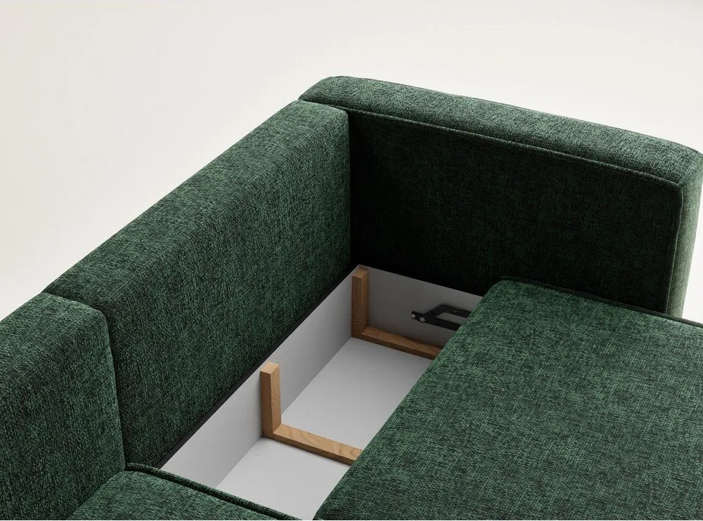 Tmavozelená ženilková rozkladacia/s úložným priestorom rohová pohovka (ľavý roh/s leňoškou) Velto – Maison de Rêve