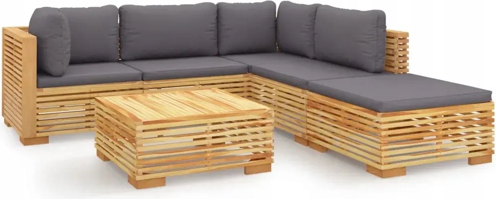 vidaXL 6-dielna sedacia súprava do záhrady, vankúše, teakové drevo