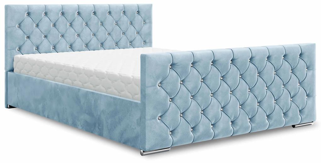 Manželská posteľ 180 cm Quintin (modrá) (s roštom a úložným priestorom). Vlastná spoľahlivá doprava až k Vám domov. 1047146
