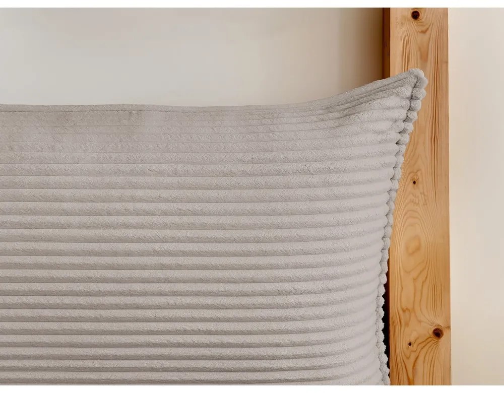 Béžová čalúnená dvojlôžková posteľ s úložným priestorom a roštom 180x200 cm Jade – Bobochic Paris