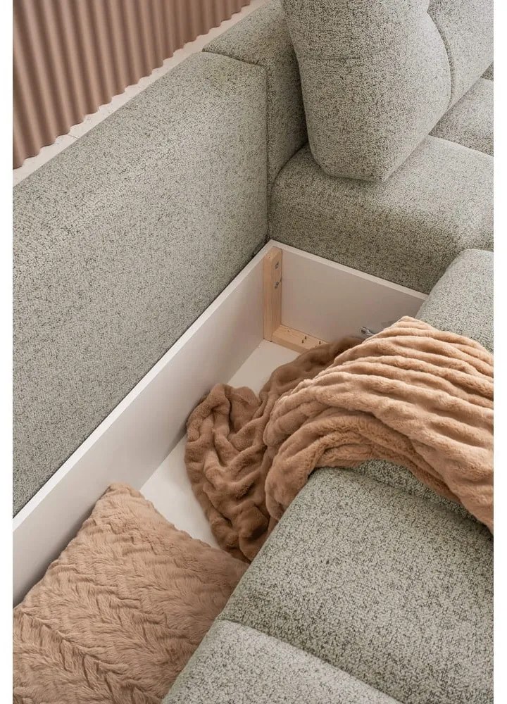 Svetlohnedá rozkladacia modulárna rohová pohovka s úložným priestorom (pravý roh) Lulu – Miuform