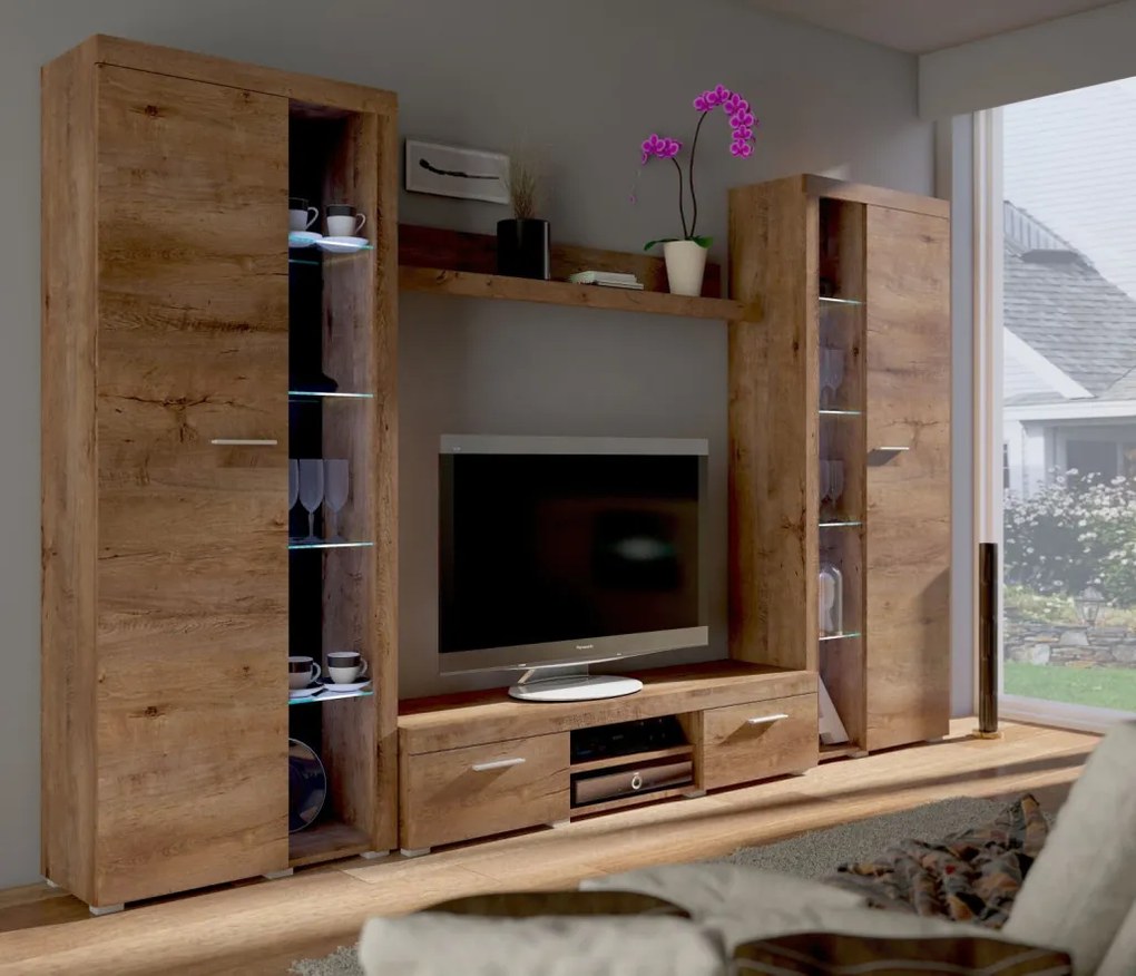 Obývacia stena Flamenco XL, dub lefkas