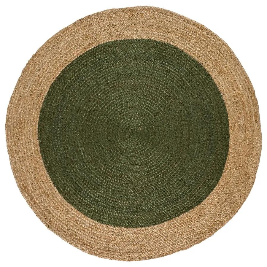 Zeleno-prírodnej farbe okrúhly koberec ø 90 cm Mahon – Universal