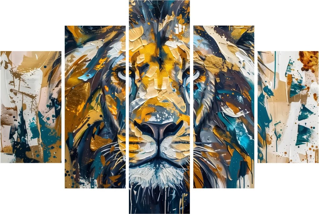 Obraz - Abstraktná olejomaľba s levom (150x105 cm)