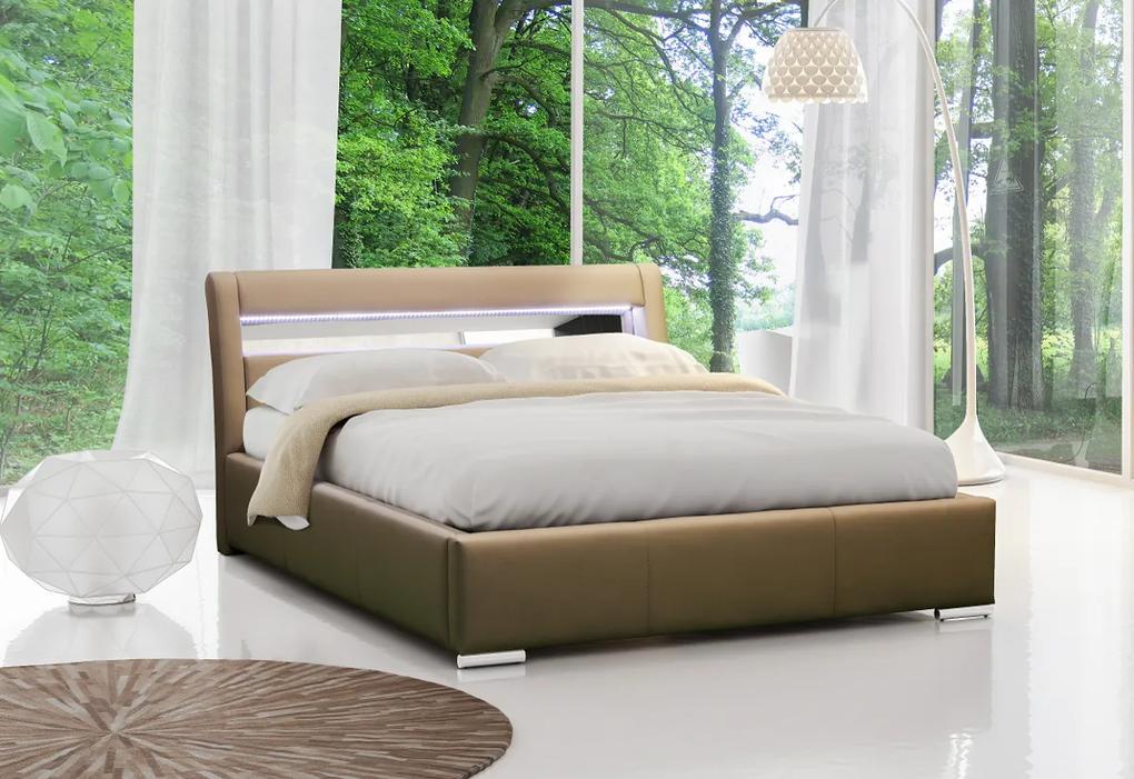 Čalúnená posteľ LEXUS s LED osvetleniem + matrac COMFORT, 180x200, madryt 912
