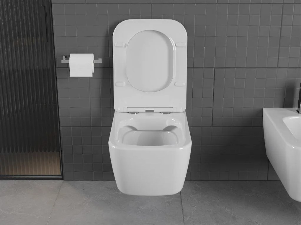 Závěsný WC set MEXEN STELLA 35 cm s prkénkem SLIM DRED bílý