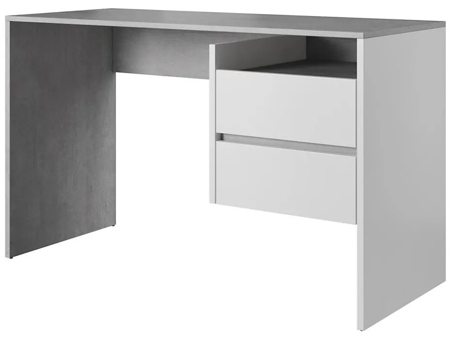 Písací stôl so zásuvkami MARLO, betónová sivá/biela