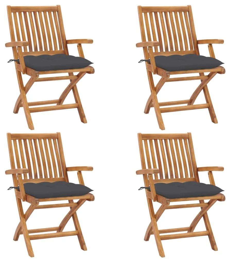 Skladacie záhradné stoličky s podložkami 4 ks tíkový masív 3072738