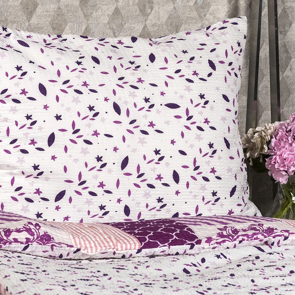 4Home Krepové obliečky Patchwork violet, 140 x 220 cm, 70 x 90 cm