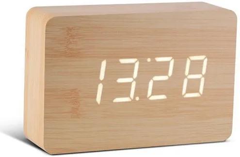 Svetlohnedý budík s bielym LED displejom Gingko Brick Click Clock