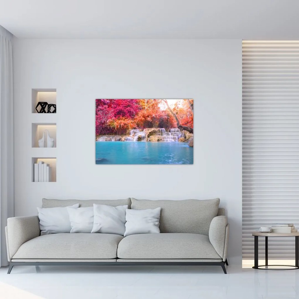 Obraz tyrkysovej lagúny, Laos, Tat Kuang Si (90x60 cm)