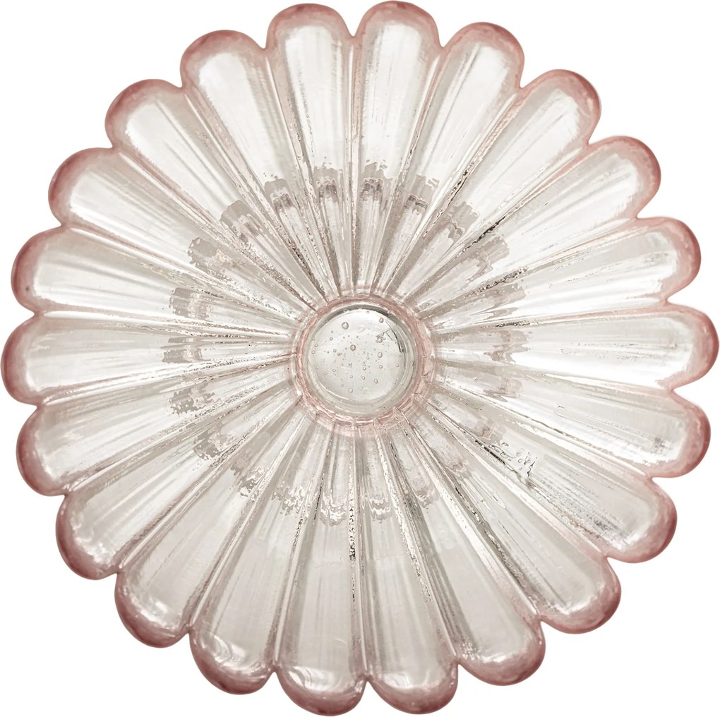 Bloomingville Sklenená miska na podstavci Nalu Rose Glass