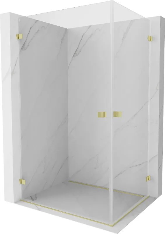 Mexen Lunar-B Duo, výklopný sprchový kút 85 x 75 cm, 8mm číre sklo, zlatý matný profil, 832-085L-075P-55-00
