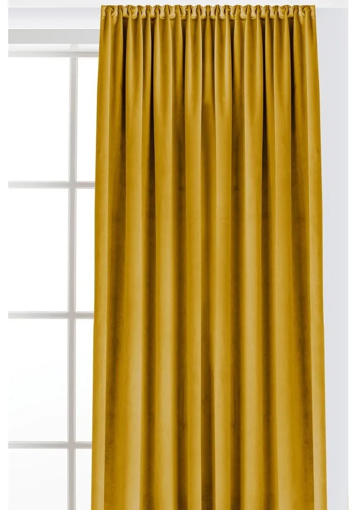Zamatový dimout záves v horčicovej farbe 140x300 cm Velto – Filumi