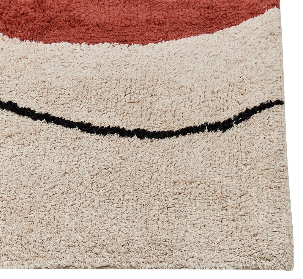 Bavlnený koberec 140 x 200 cm béžová/červená BOLAT Beliani