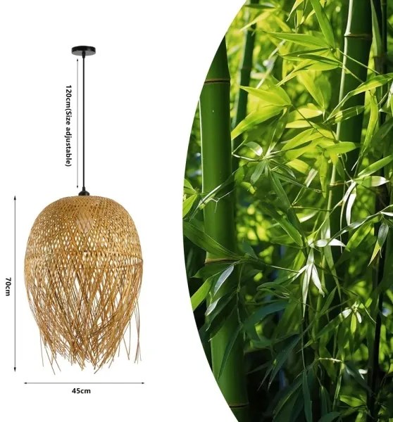 Immax 08271L - Luster na lanku HILO 1xE27/40W/230V pr. 45 cm bambus