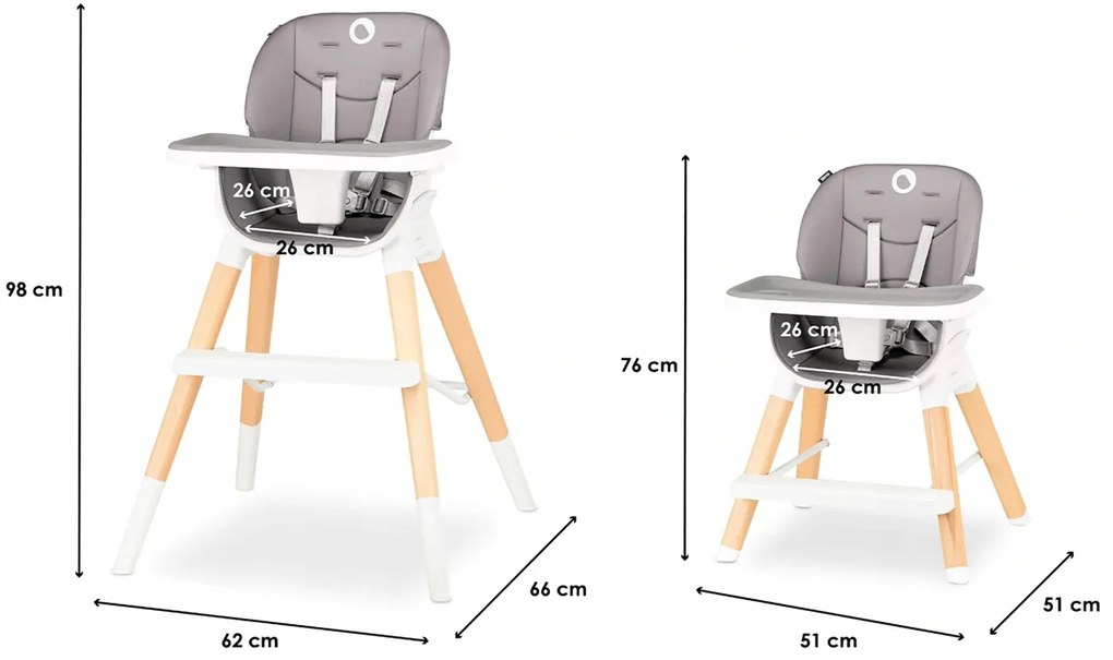 Lionelo Mona detská jedálenská stolička 4v1 Farba: stone