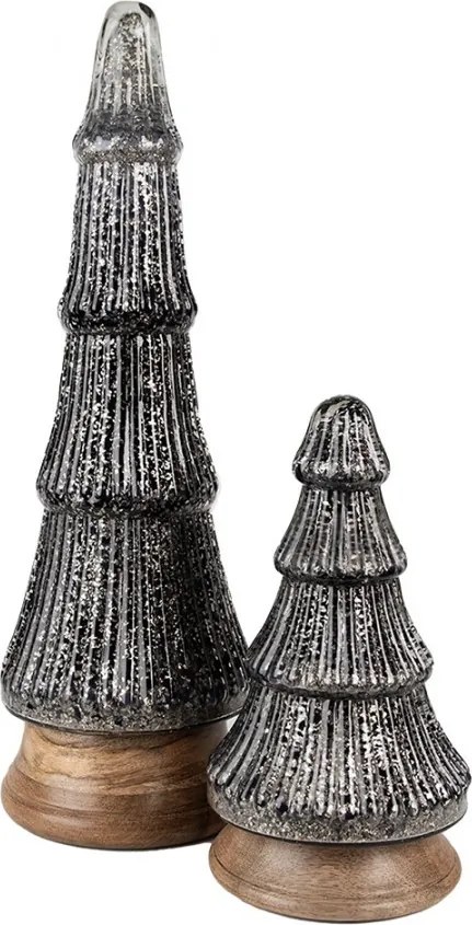 Sklenená vianočná dekorácia trblietavého strieborného stromčeka - 13*24 cm