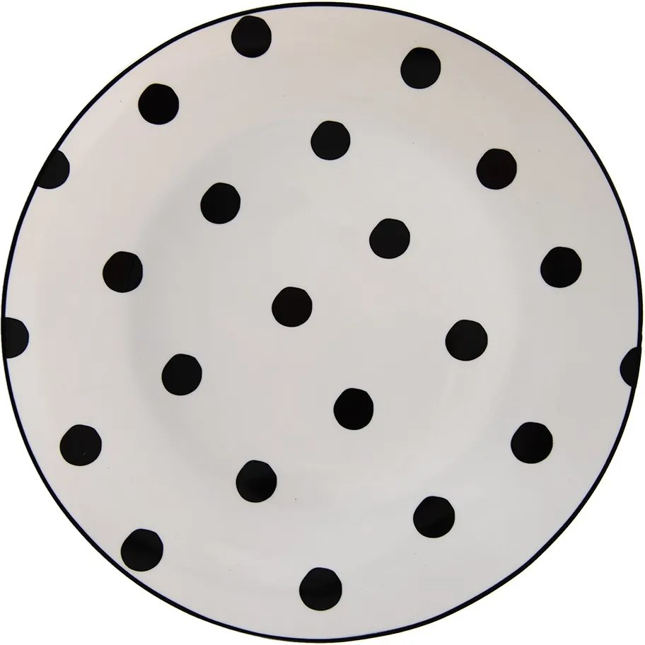 Porcelánový jedálenský tanier s čiernymi bodkami Black Dot - Ø 26*2 cm