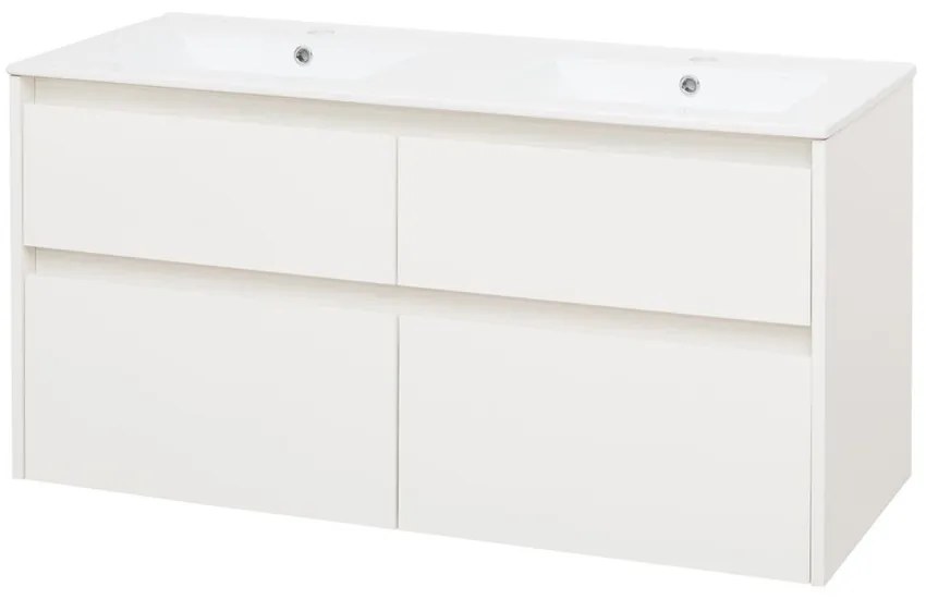 Mereo Mereo, Opto, kúpeľňová skrinka s keramickým umývadlom 121 cm, biela, dub, biela/dub, čierna, MER-CN913