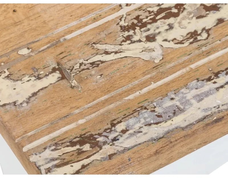 furniture-nabytek.cz - Masívny jedálenský stôl Perth z recyklovaného dreva, lakovaný, biely s farebnými prvkami – 180×90 cm
