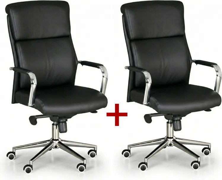 Kožené kancelárske kreslo VIRO 1+1 ZADARMO, čierna