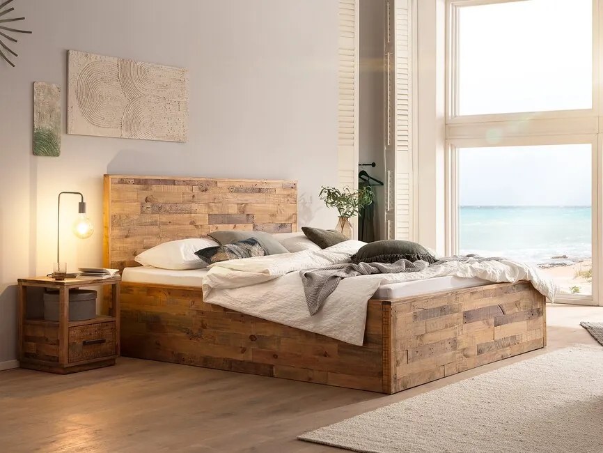 Rustikálna manželská posteľ z borovicového masívu Patna 180x200cm