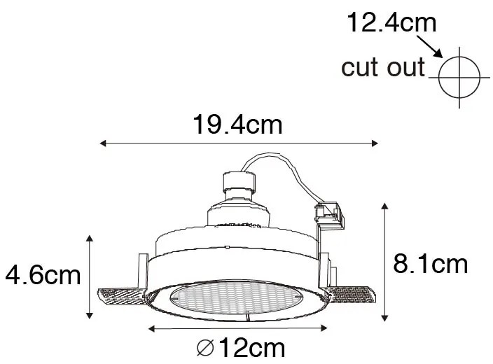 Moderné zapustené bodové svetlo biele GU10 AR70 okrúhle bez rámu - Oneon