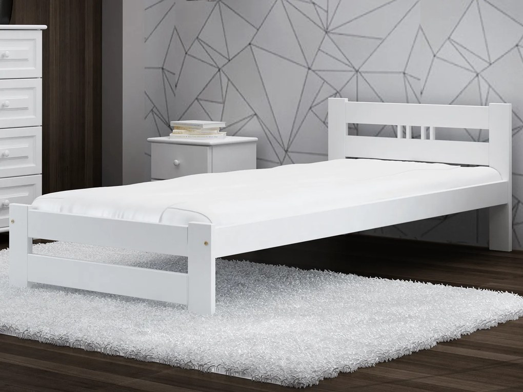 Postel borovice LUX VitBed 100x200cm masiv bílá
