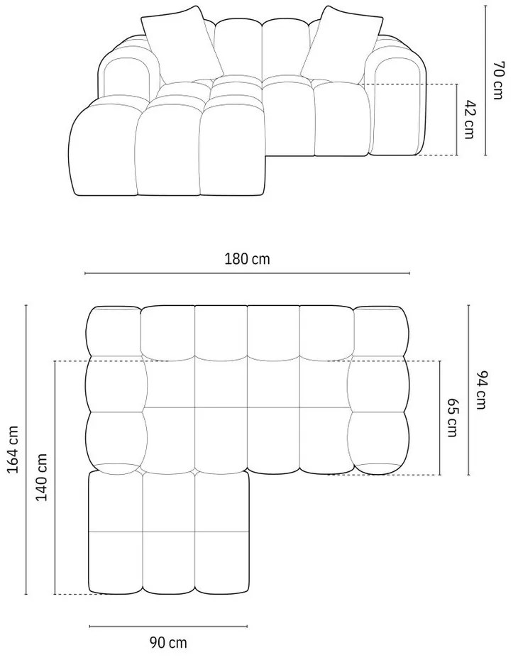 Svetlosivá ženilková rohová pohovka (ľavý roh/s leňoškou) Treno – Cosmopolitan Design